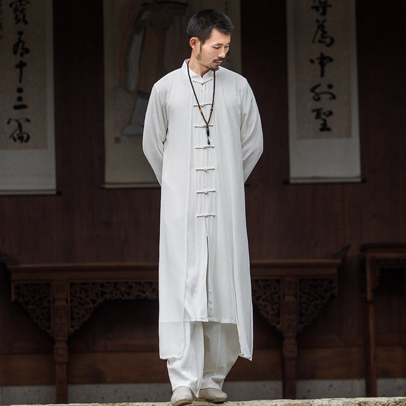 中式长衫中国风男装长款道袍古风唐装汉服仙气古装演出服装禅修服