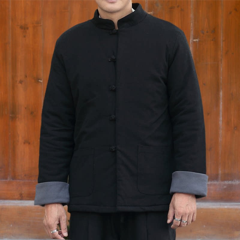 秋冬唐装棉袄男士盘扣禅茶服加厚复古中式棉衣外套