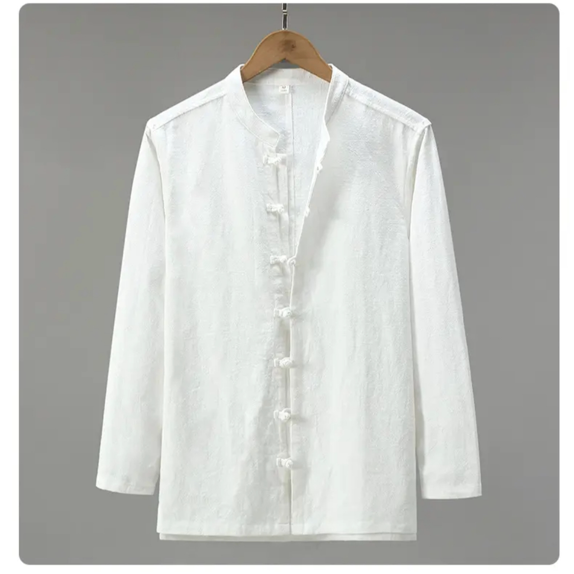 秋季苎麻上衣中国风亚麻长袖衬衫中式盘扣唐装汉服禅服男复古衬衣