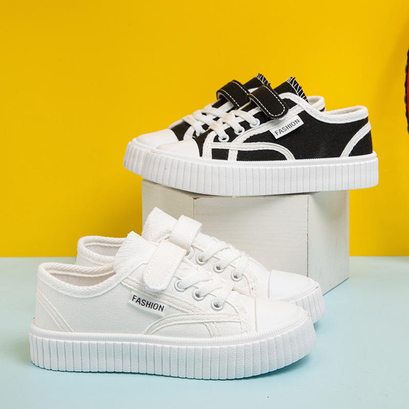 春秋6男孩7女孩8儿童4小孩9帆布白鞋4男女童5彩色运动鞋3到12岁10