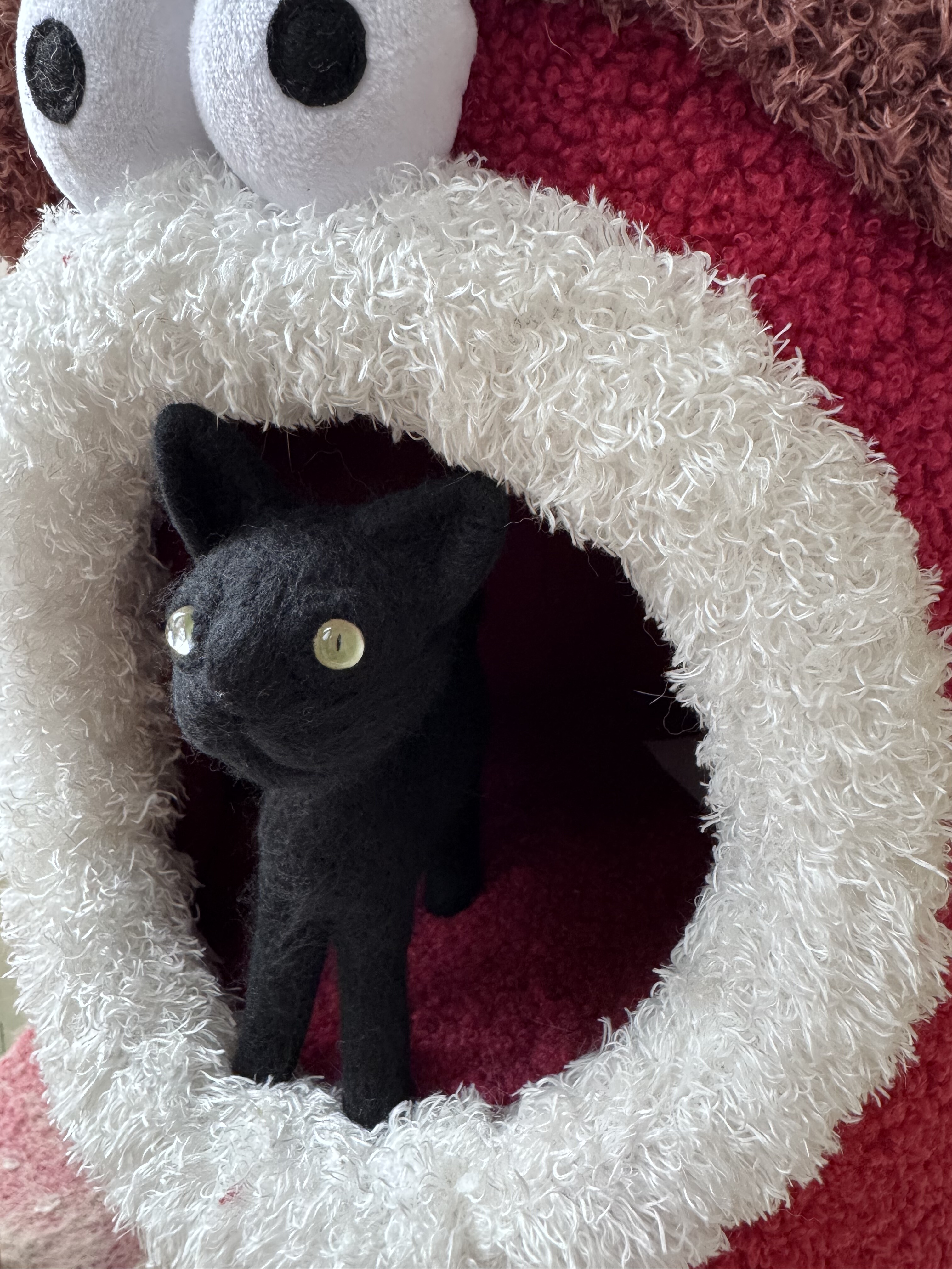 原创手作羊毛毡黑猫治愈系摆件