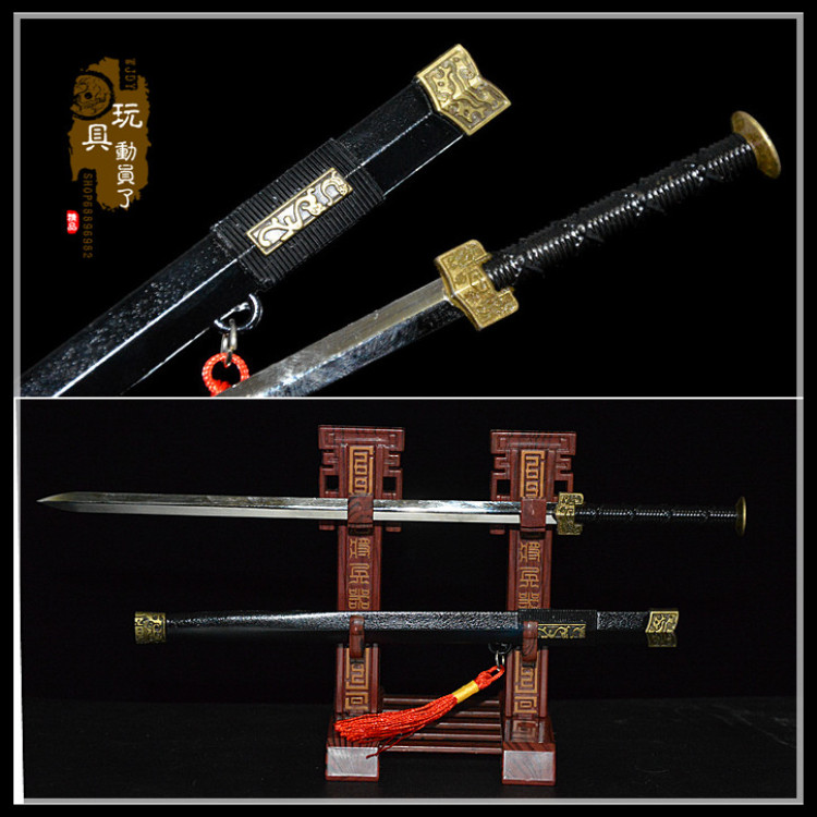 1:6中国古代兵器武器模型 古剑汉剑降龙剑赤壁青釭剑兵人配件