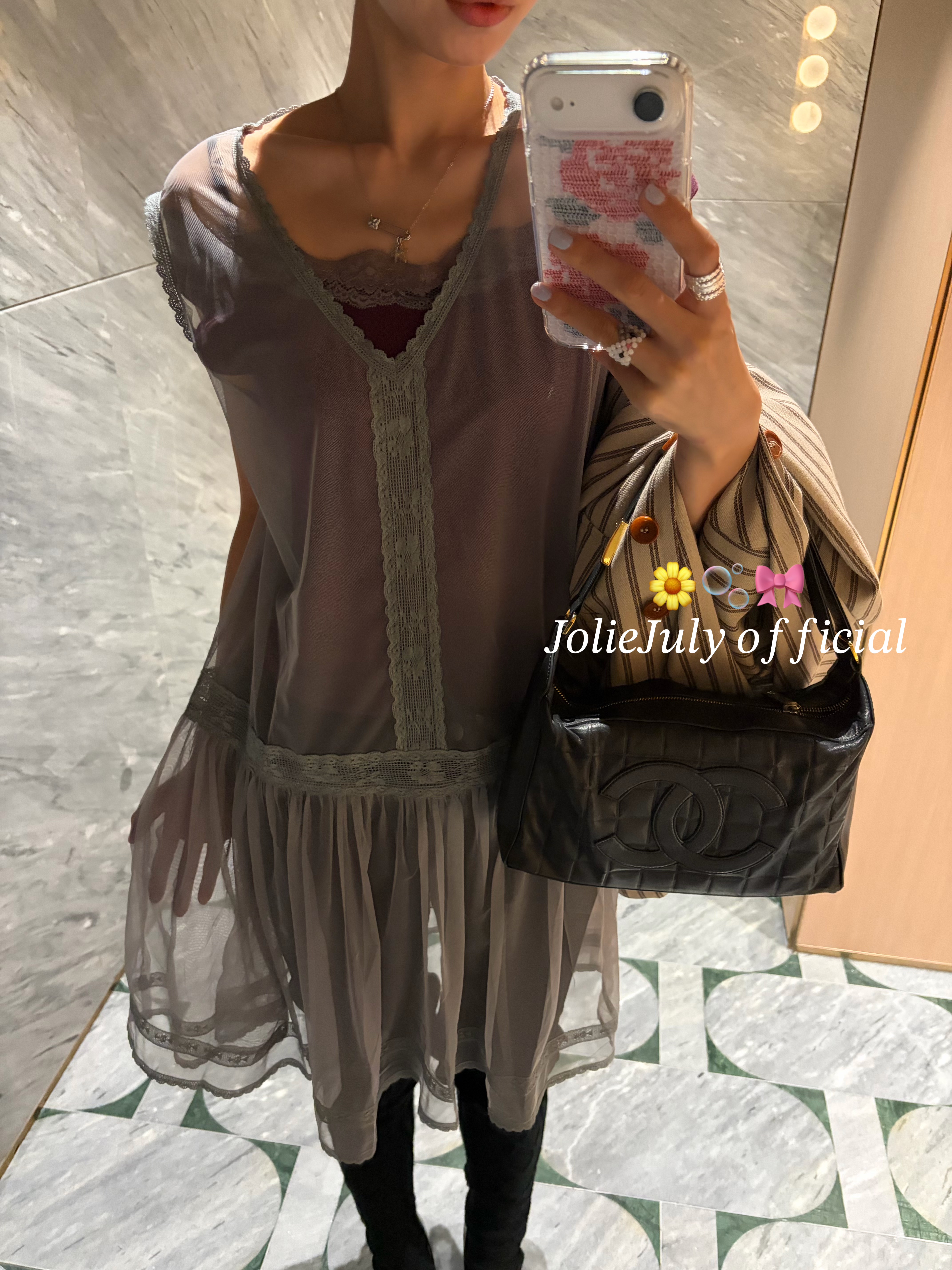 JolieJuly正品蕾丝拼接吊带连衣裙纱纱搭配神器