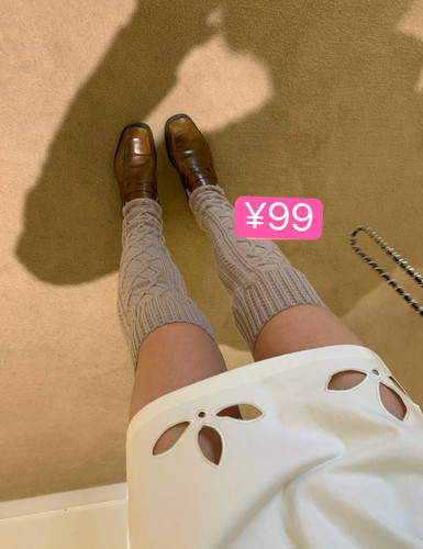 Jolie July麻花针织过膝袜套