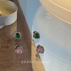 JolieJuly韩国代购 精致小款 宝石嫩粉钻复古绿色气质耳钉少女百搭