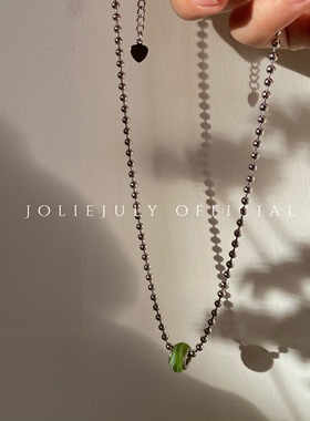 JolieJuly韩国代购 新年转运珠秀气小款元气绿色锁骨项链短款极简