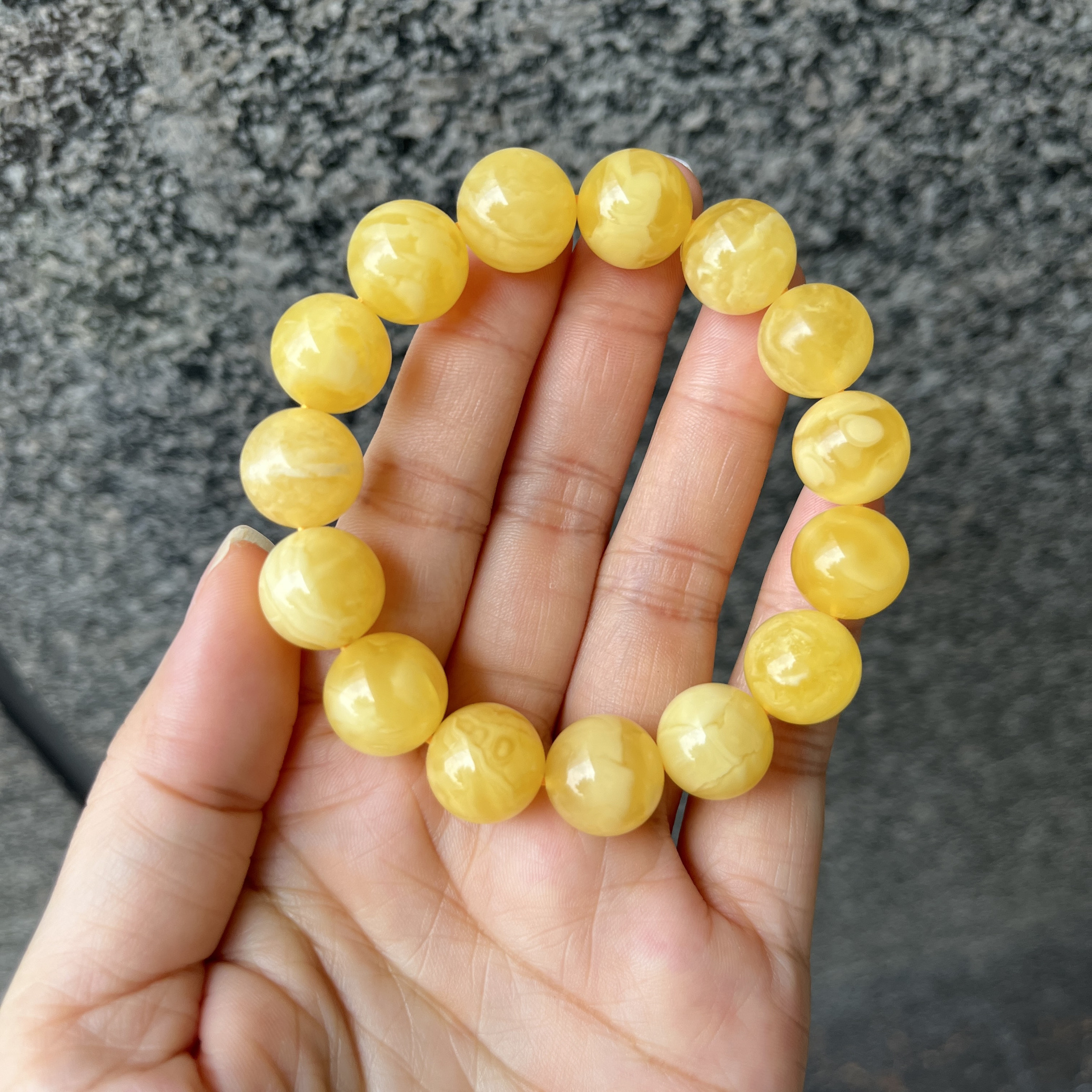 天然俄料琥珀蜜蠟圓珠手串佛珠正品密蠟13mm