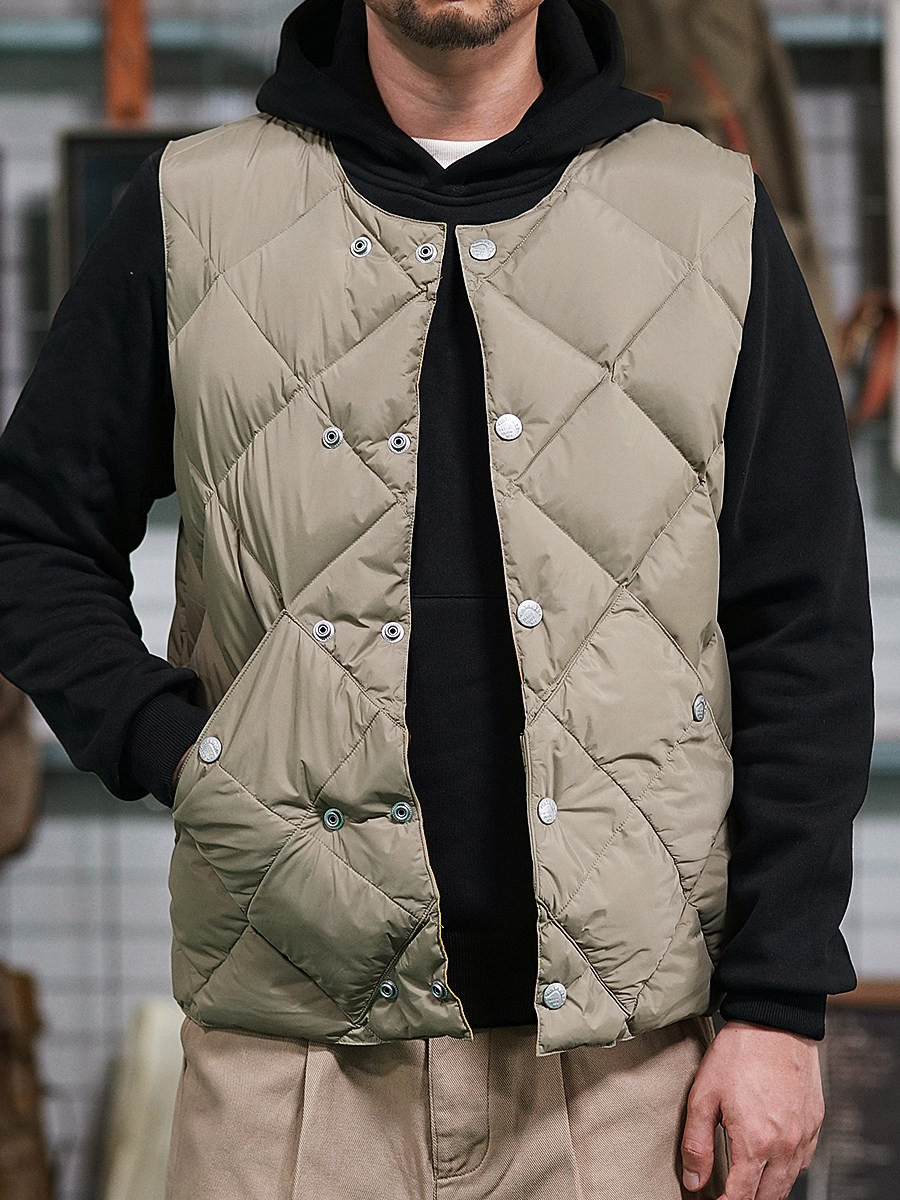 VINTAMERI 개선된 HOTAN HAORI AMERICAN RETRO 800 90 화이트 오리 다운 1940S 다이아몬드 다운 조끼