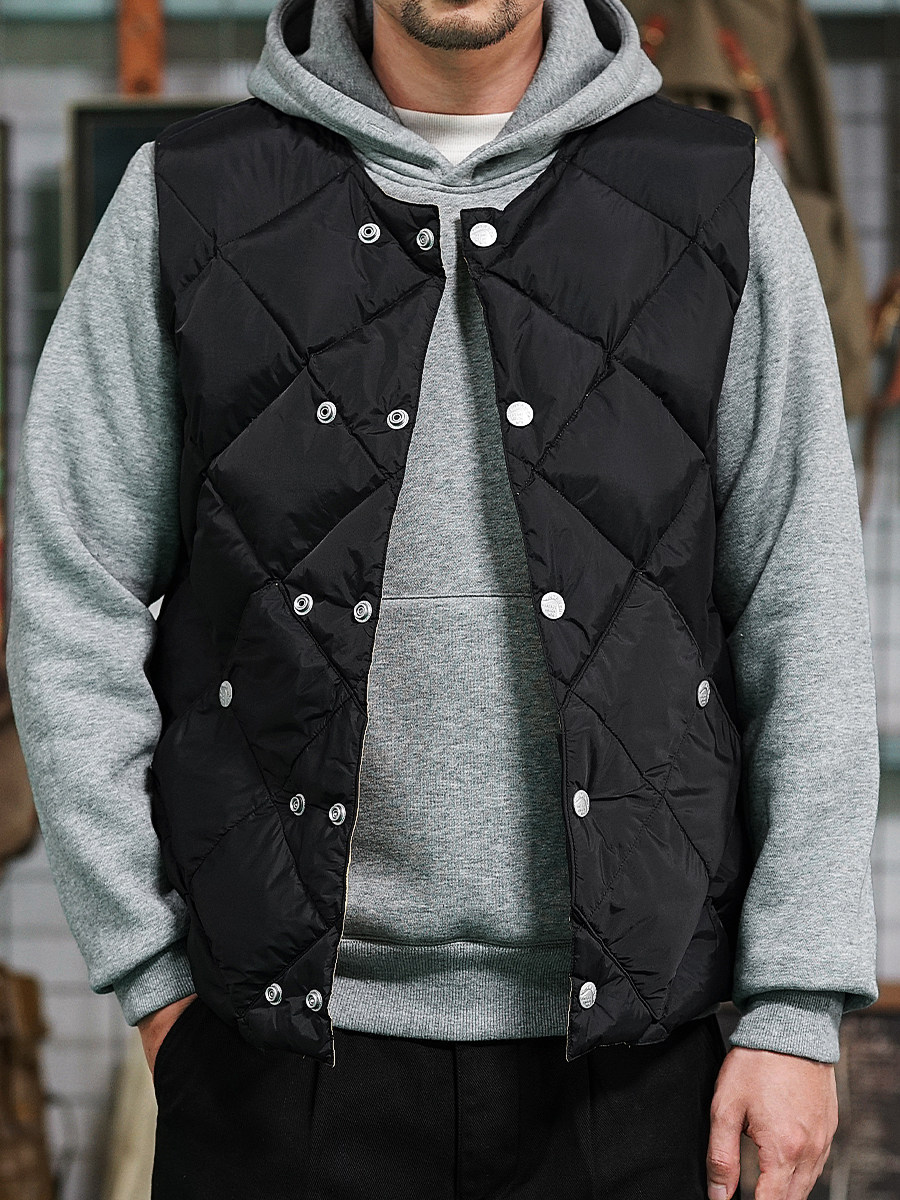 VINTAMERI 개선된 HOTAN HAORI AMERICAN RETRO 800 90 화이트 오리 다운 1940S 다이아몬드 다운 조끼
