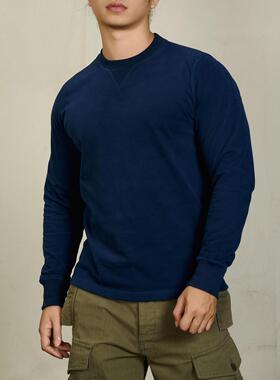 维托摩瑞复刻RRL新疆棉小领口长袖T恤美式复古重磅打底衫阿美咔叽