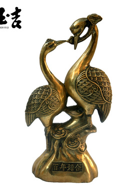 如意纯铜中式风摆件仙鹤结婚礼品