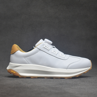 笛家低帮真皮时尚休闲男鞋纽扣简约厚底增高牛皮V底四季款男鞋