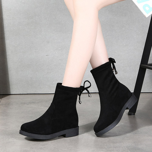 平底瘦瘦靴圆头圆头大码