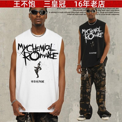 王不饱精选 My Chemical Romance春夏美式复古坎肩背心t恤洗水