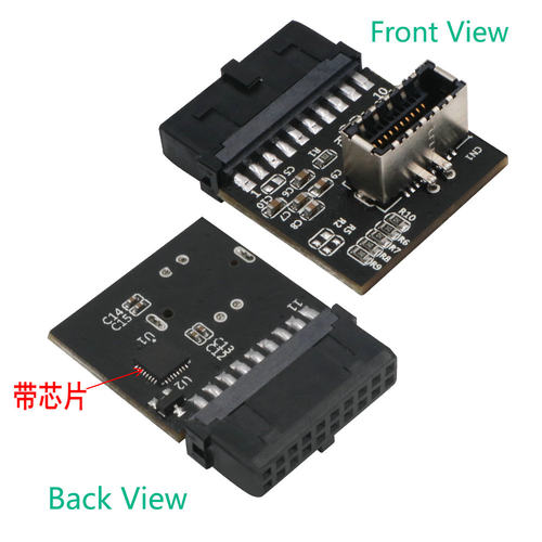 主板USB3.0前置19PIN转3.1 C TYPE-E转接头扩展卡 带芯片