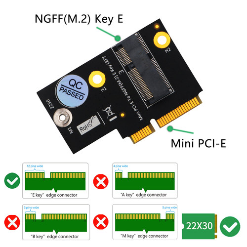 M.2 NGFF key E 转minipcie转接卡笔记本网卡升级联XY510