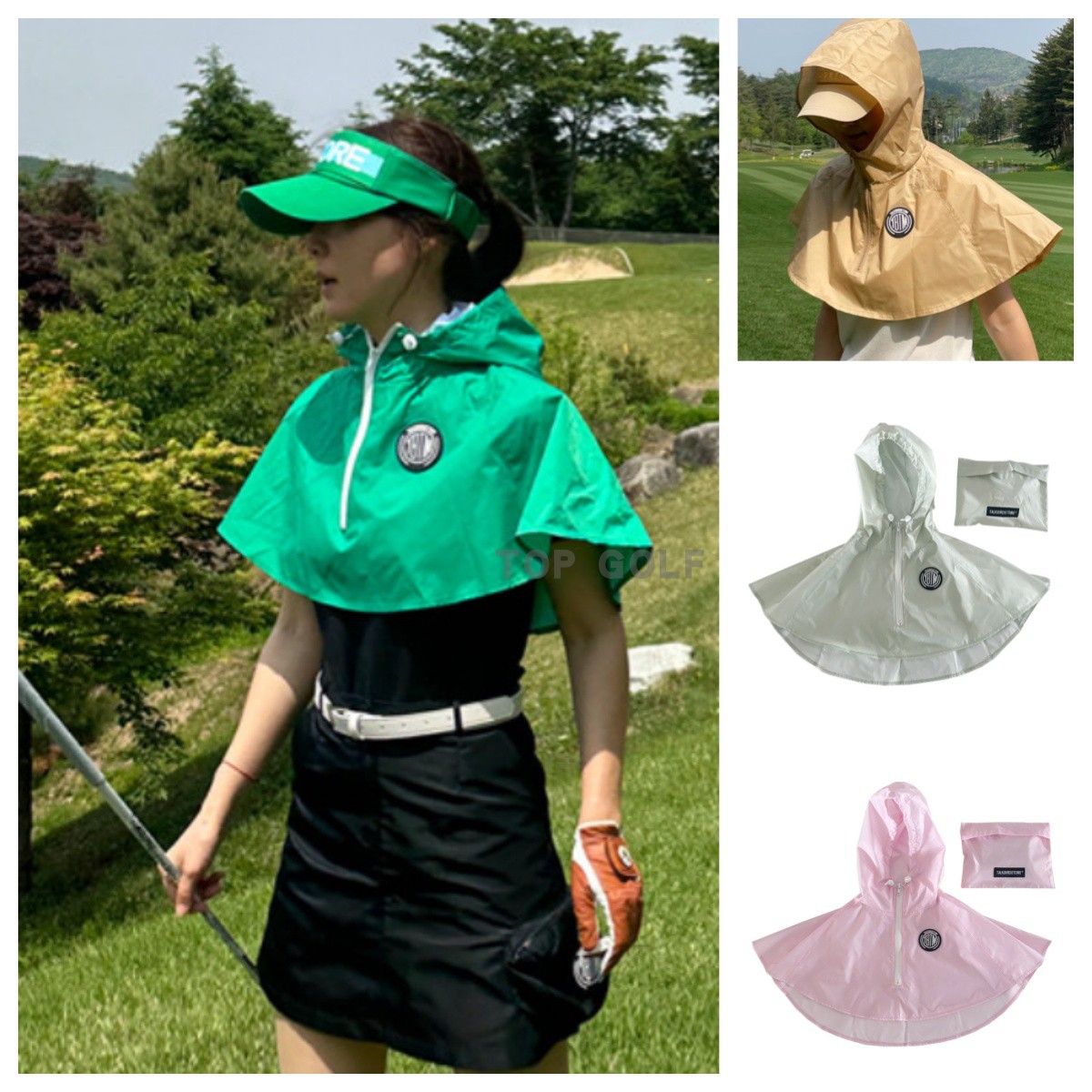 定制韩国代购TALK BIRDIE高尔夫ins男女golf雨披防风防水雨裙雨衣