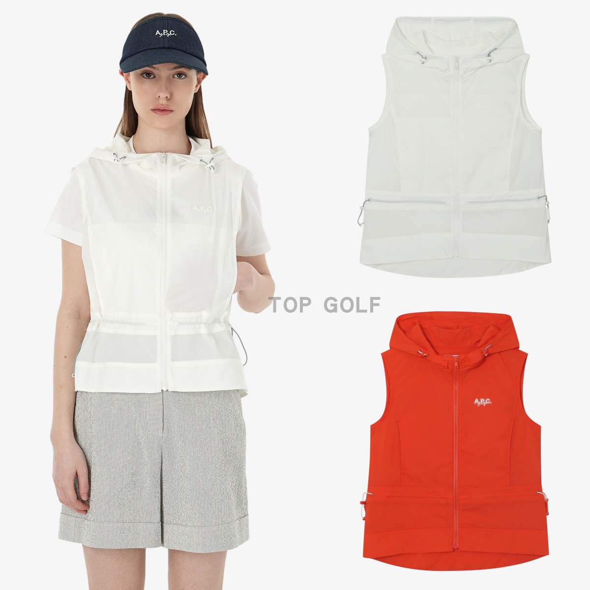 韩国代购APC GOLF高尔夫女装25夏女连帽轻质收腰纯色无袖马甲背心