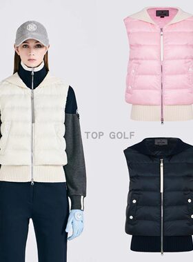 韩国代购 G/FORE 高尔夫上衣 26冬女款翻领保暖拼接羽绒马甲外套
