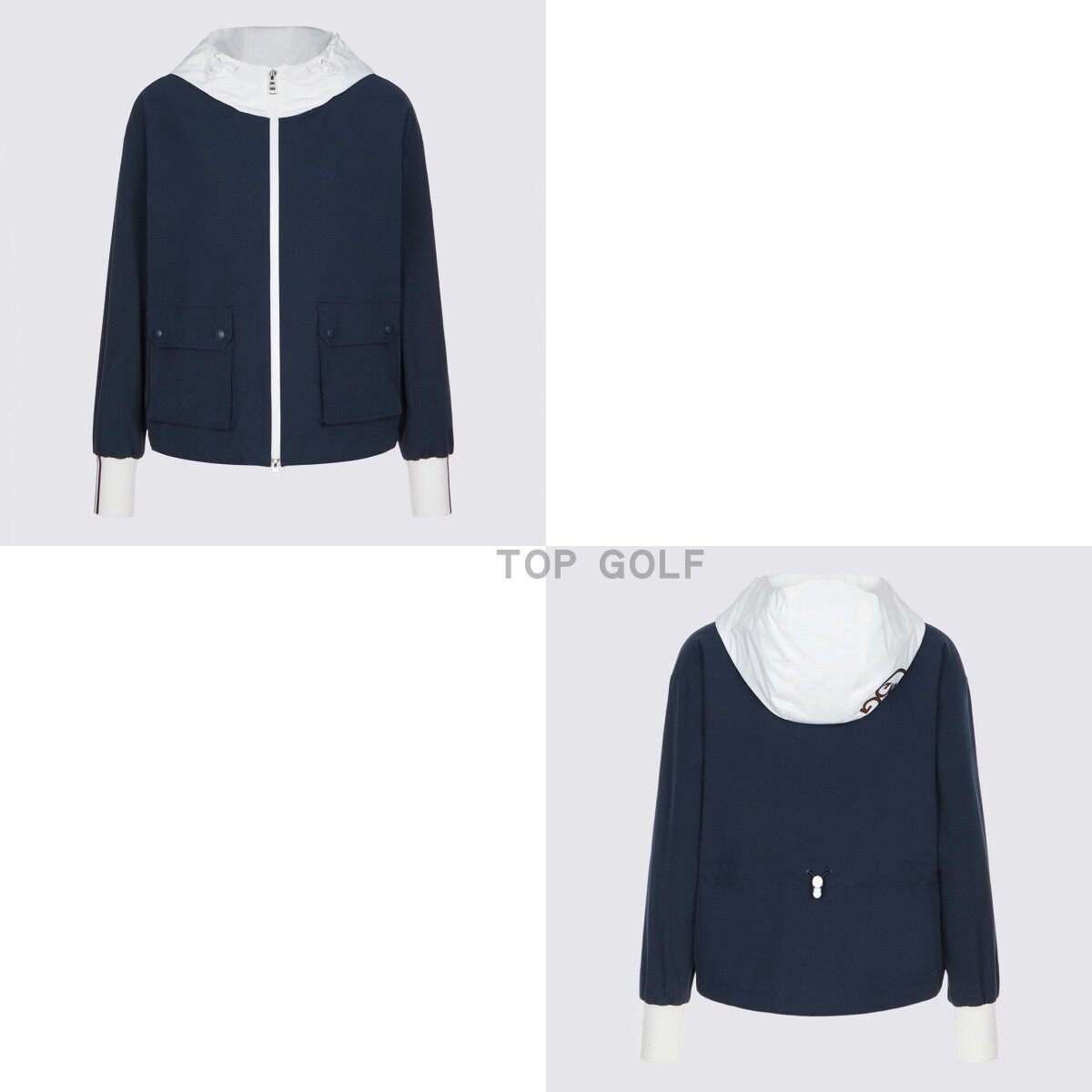 韩国代购G/FORE 高尔夫球服 25秋女连帽拉链拼色轻质大口袋外套