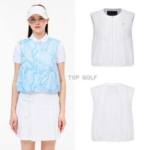 韩国代购 ST ANDREWS 高尔夫上衣 26夏女款圆领图案拉链薄款马甲