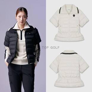 韩国代购 Golden Bear 高尔夫上衣 26冬女翻领全拉链短袖羽绒服