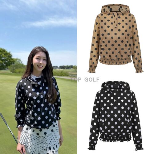 韩国代购 ST ANDREWS 高尔夫上衣26夏女款连帽波点半纽扣长袖外套