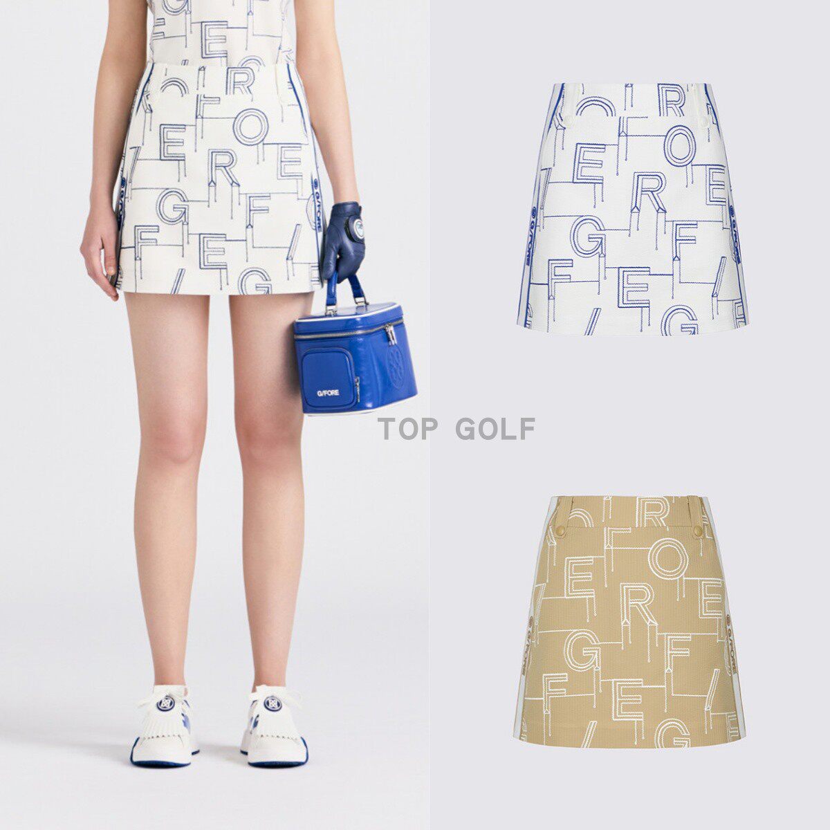 韩国代购G/FORE 高尔夫女装 25秋女印花带内衬A字型运动半身短裙