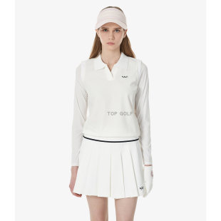 韩国代购APC GOLF高尔夫上衣 26夏女翻领防晒凉感针织刺绣长袖T恤