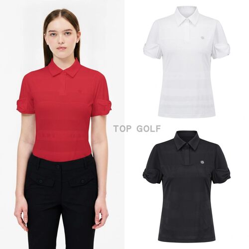 韩国代购 ST ANDREWS 高尔夫上衣 26夏女款翻领蝴蝶结袖短袖T恤