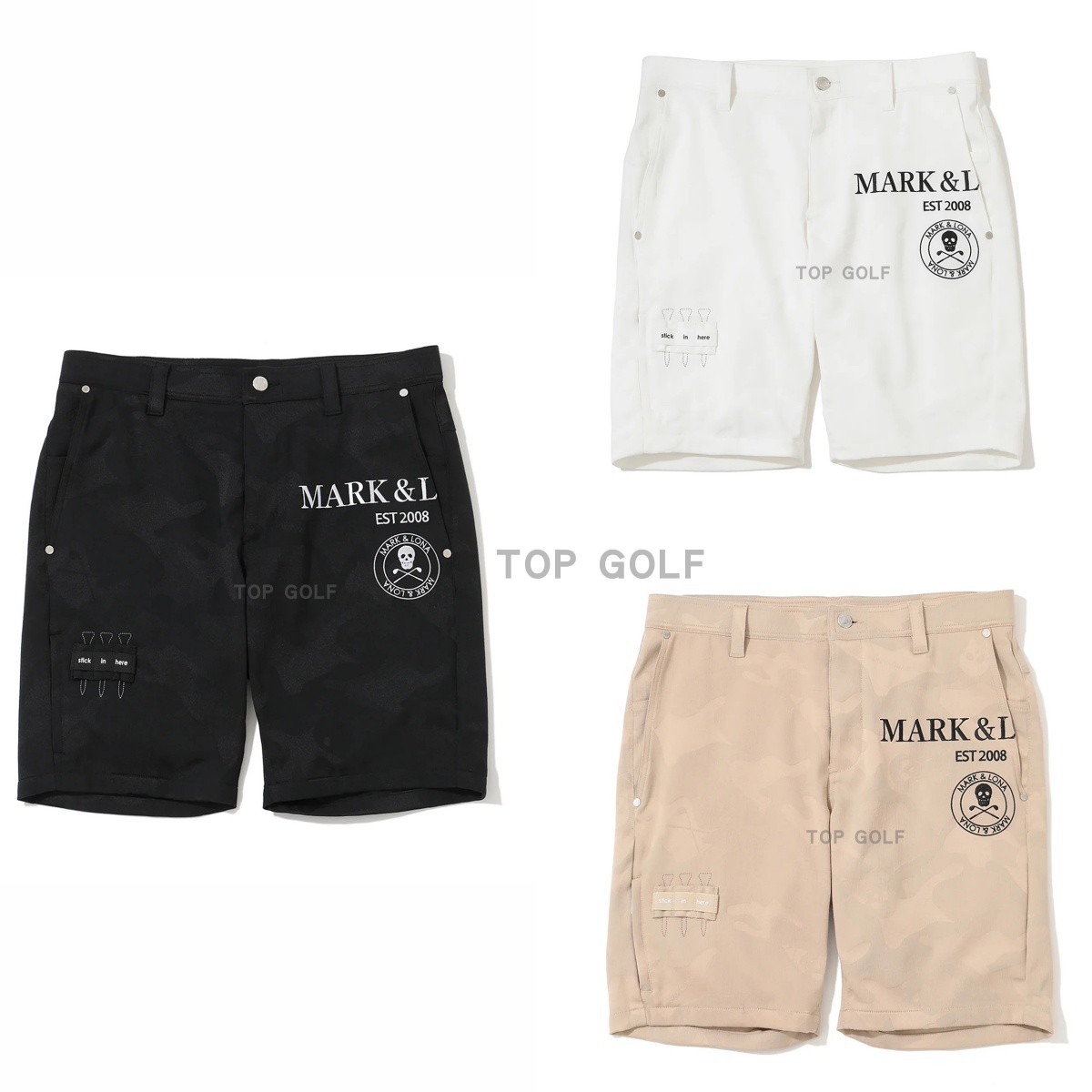 韩国代购MARK LONA高尔夫裤子 26夏男迷彩球钉位拉链口袋速干短裤