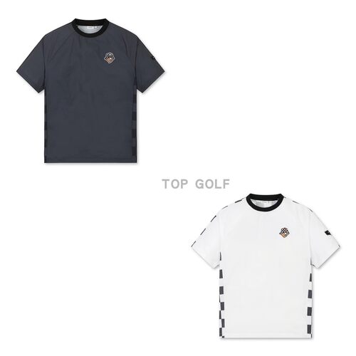 韩国代购 Golden Bear 高尔夫上衣26夏男圆领后背拼色徽标短袖T恤