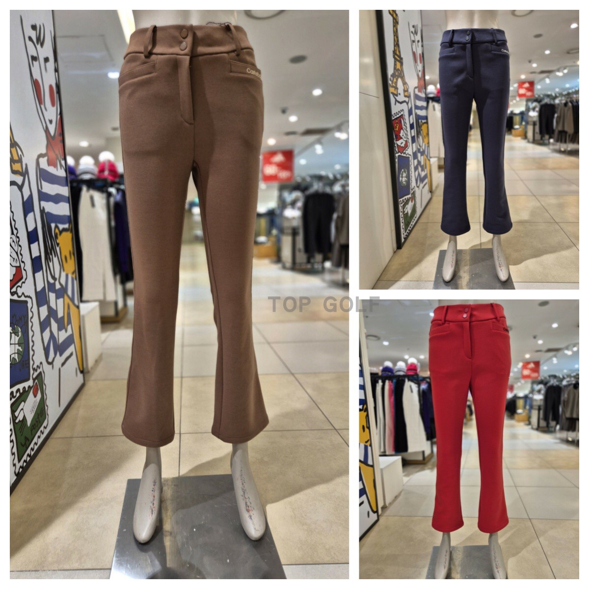 韩国代购Castelbajac C牌高尔夫裤子 24秋冬女加绒微喇叭运动长裤