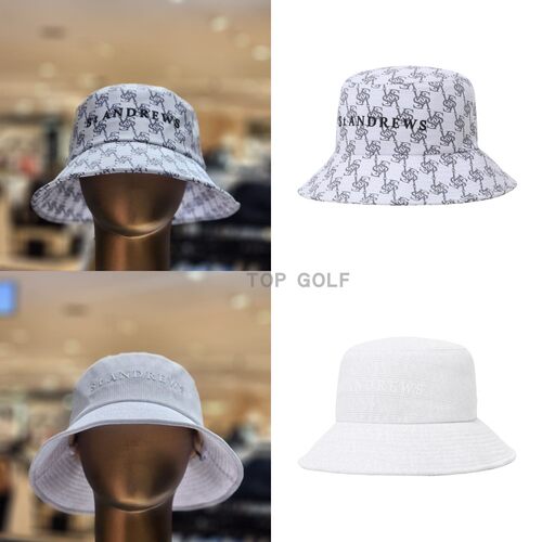 韩国代购 ST ANDREWS 高尔夫帽子26夏女款抽绳防晒透气印花渔夫帽