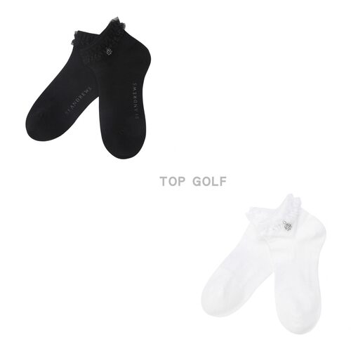 韩国代购 ST ANDREWS 高尔夫袜子 26夏女款蕾丝标志纯色短筒袜