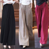 褶皱垂感宽松慵懒风裤 冰丝休闲阔腿裤 高腰薄款 新款 子 女2025春夏季