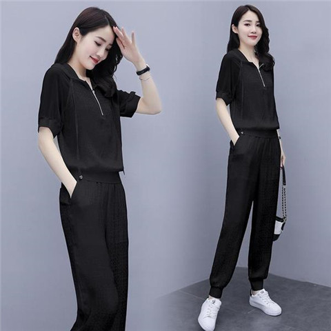 Korean version of thin two piece suit of 2021 summer new Leggings casual suit for women