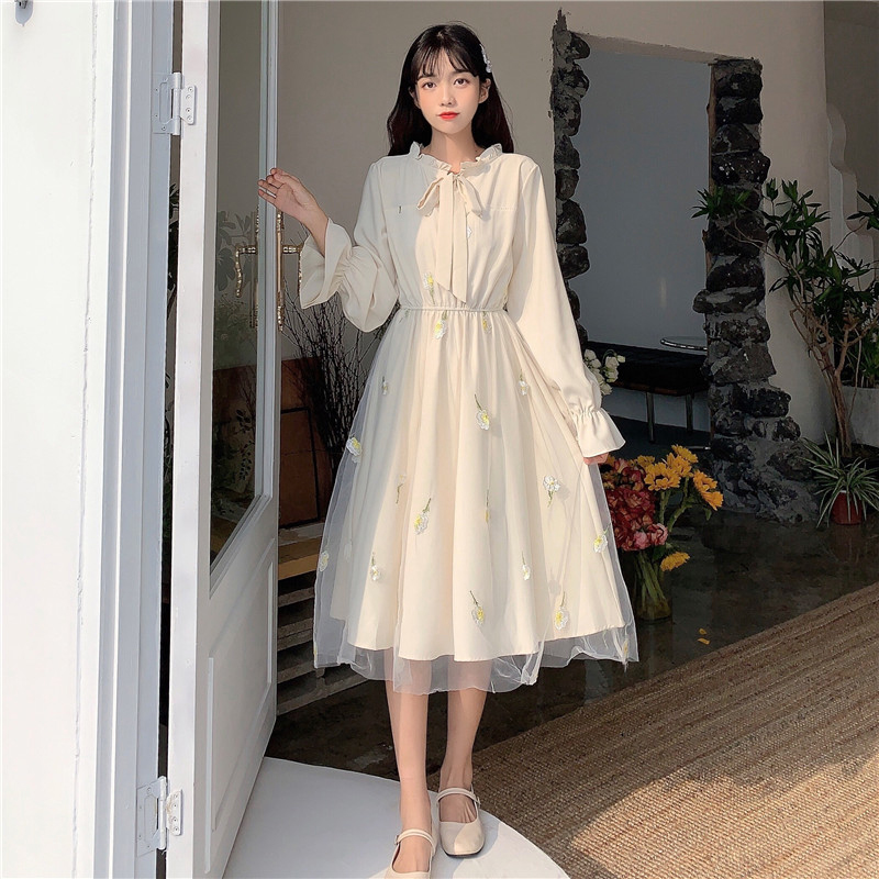 Super FAIRY DRESS spring 2021 new student forest long dress sweet and gentle long dress