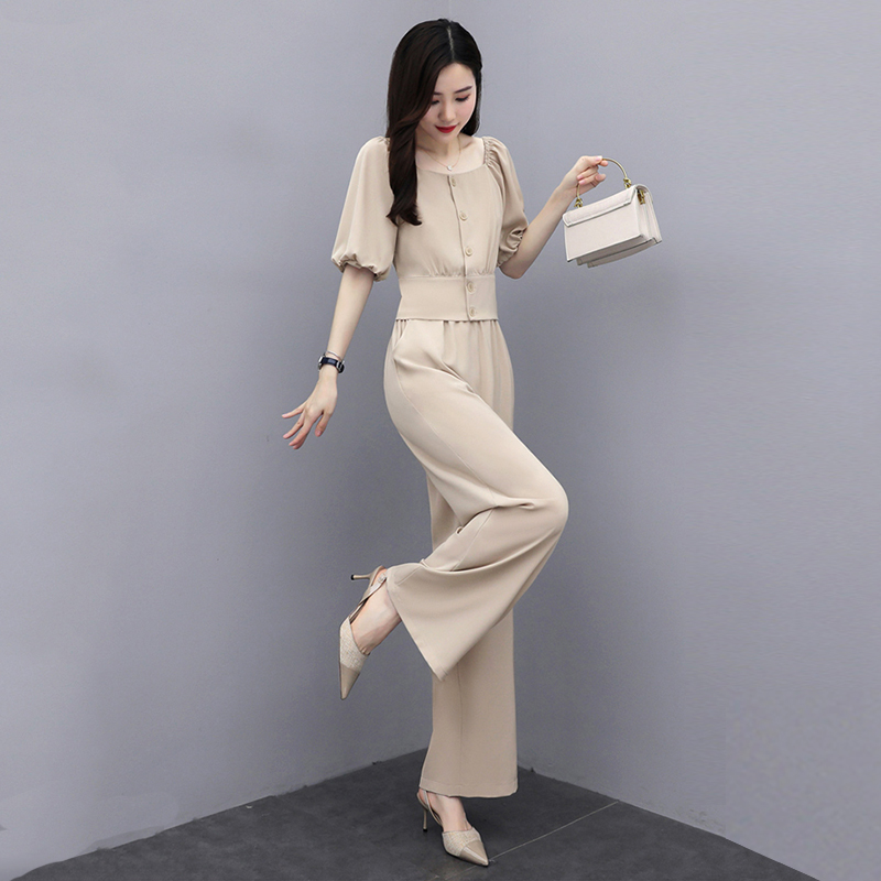 Suit 2021 new style women's casual and fashionable style, foreign style, age reducing fashion, two piece slim wide leg pants