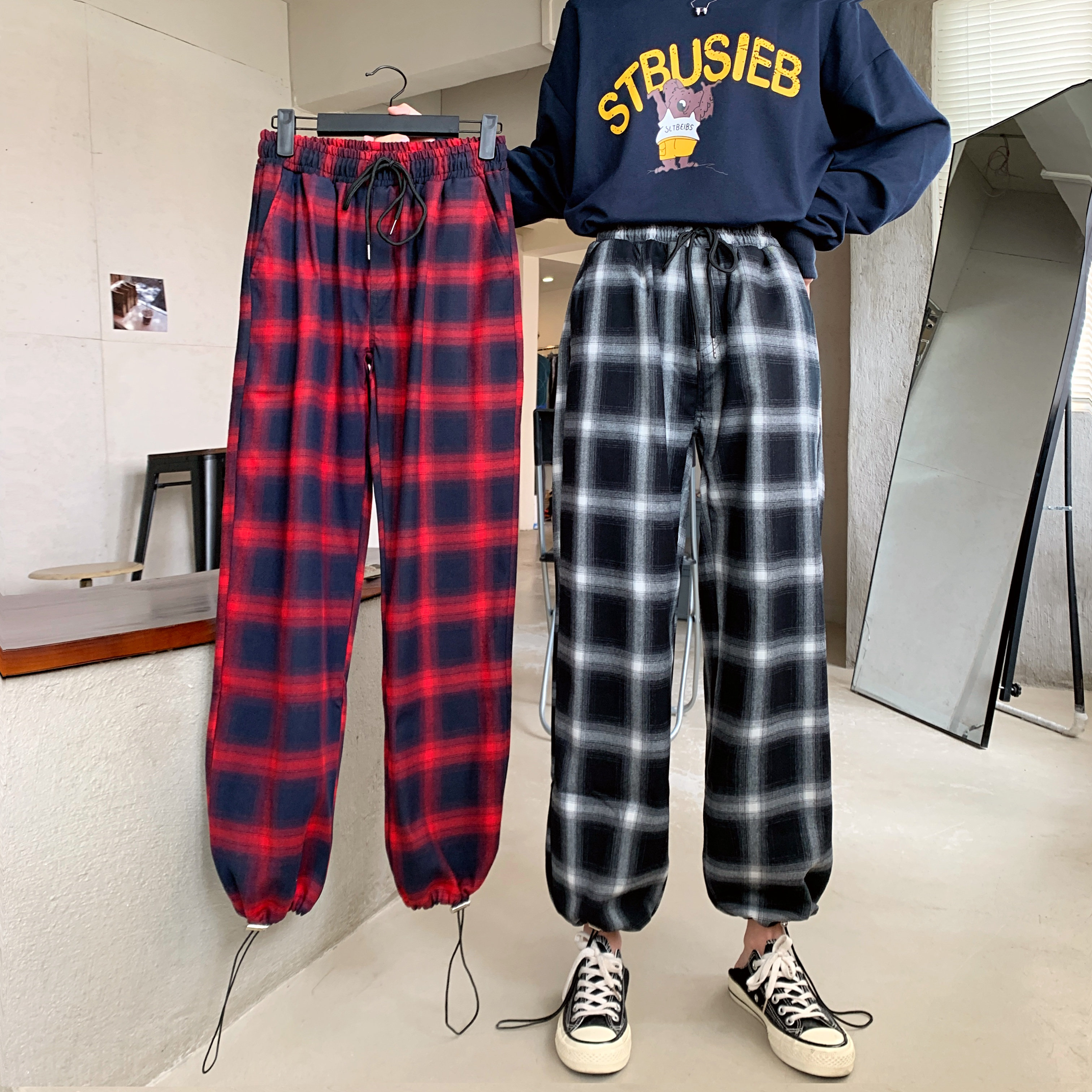 Spring and autumn INS, tiktok, casual pants, Haren, wide legs, pants, women's sports.