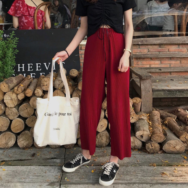 Spring and summer Korean loose casual pants women's wide leg pants high waist slim Capris pants drop feeling pants straight pants