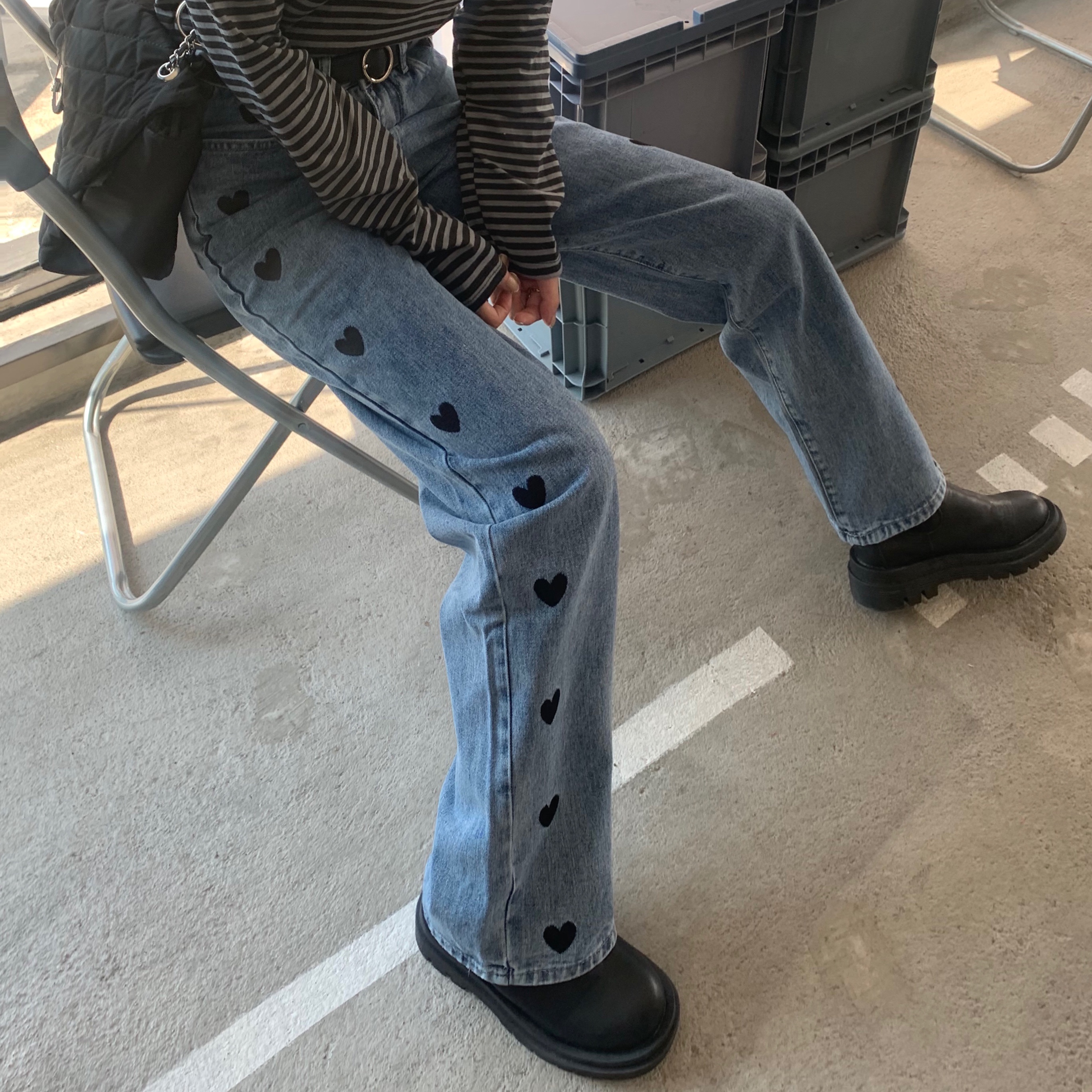 Love jeans women's straight tube loose 2021 new spring autumn High Waist Wide Leg Pants show slim pants trend