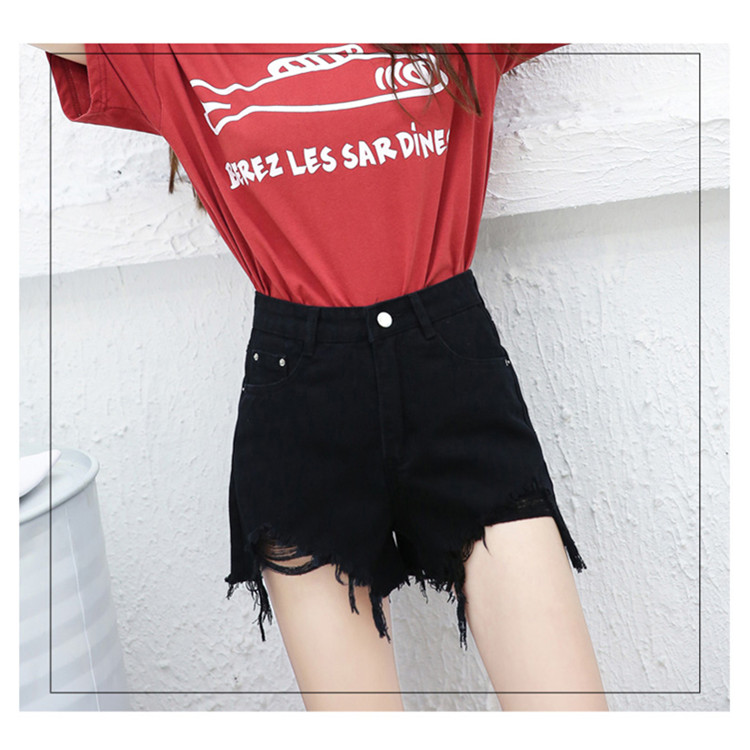 Summer new high waist with holes, slim and slim