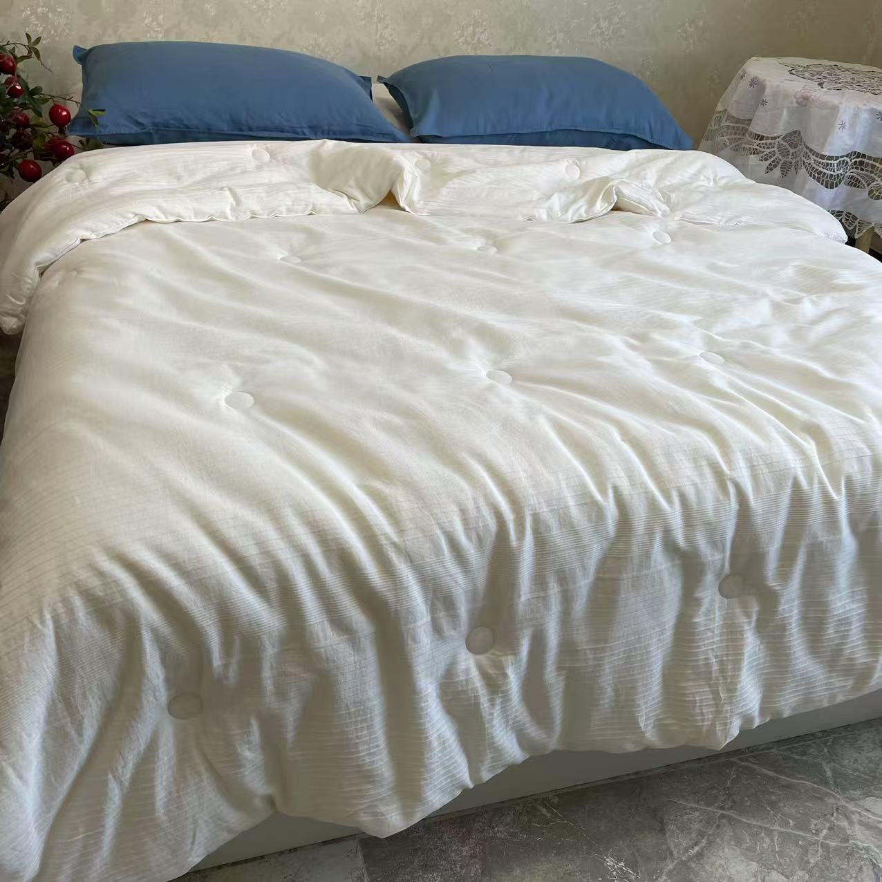 秋冬大豆被被子纯棉绗缝透气舒适