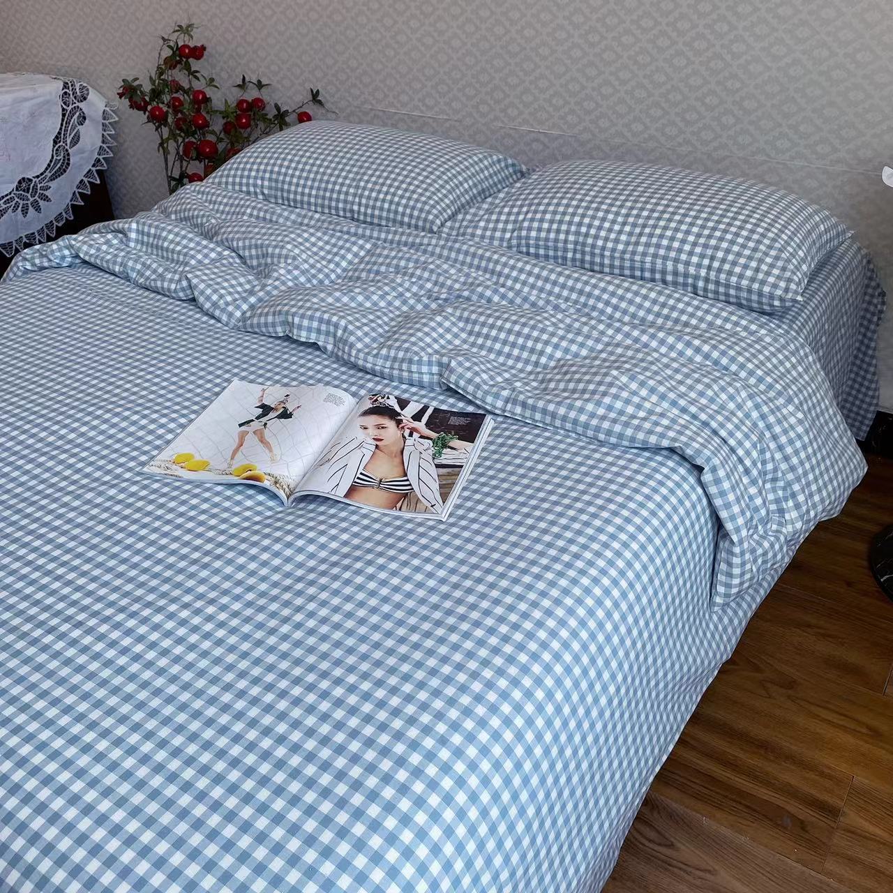 床单四件套100%全棉简约色织日式