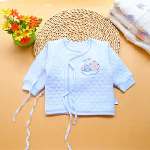 新生婴儿保暖上衣春秋装衣服宝宝纯棉冬季打底衫初生儿夹棉和尚服