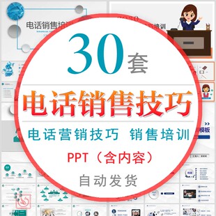 电话营销技巧培训PPT模板电话礼仪销售技能课件售后客服交流沟通