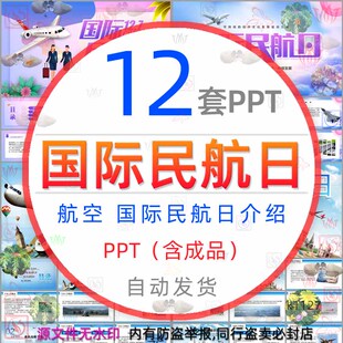 国际民航日介绍PPT模板航空乘机攻略安全乘机指南飞机小趣事简介