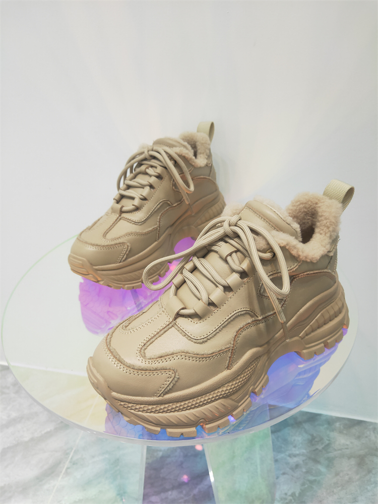 欧美休闲松糕底老爹鞋女加绒保暖