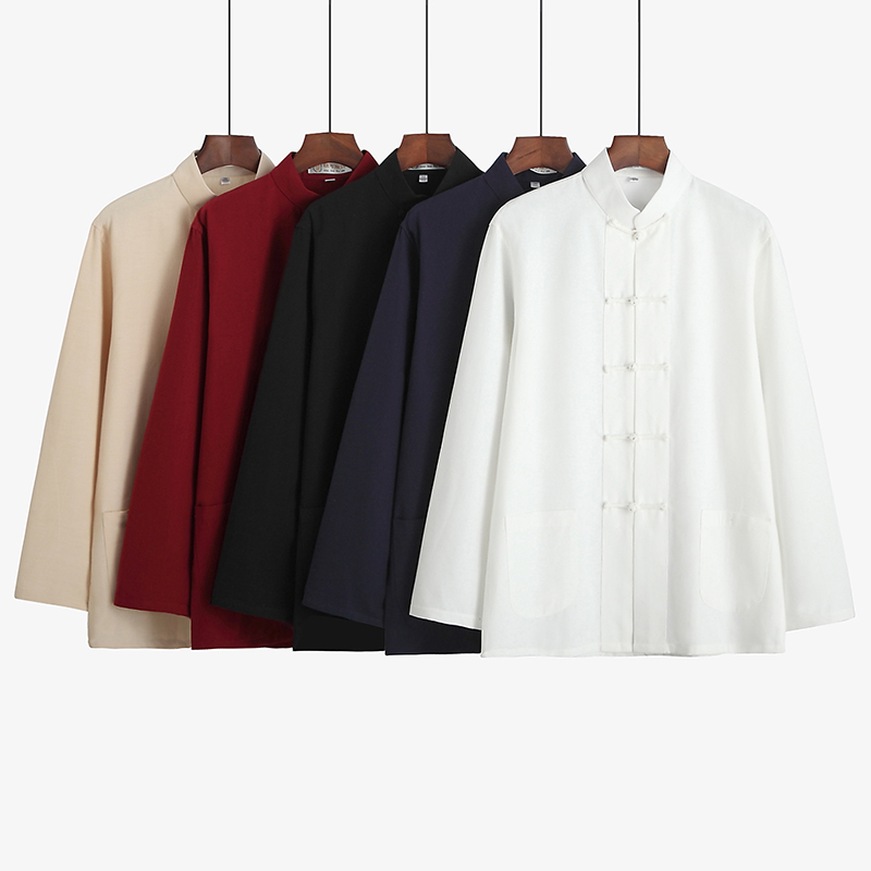 纯棉粗布唐装男中式汉服复古风盘扣衬衫中国风民国服装禅修居士服|ruв категории Мужская одежда, 民族服装（新）, 唐装 - от Buy2taobao.com для оказания профессиональной услуги покупки агента Taobao